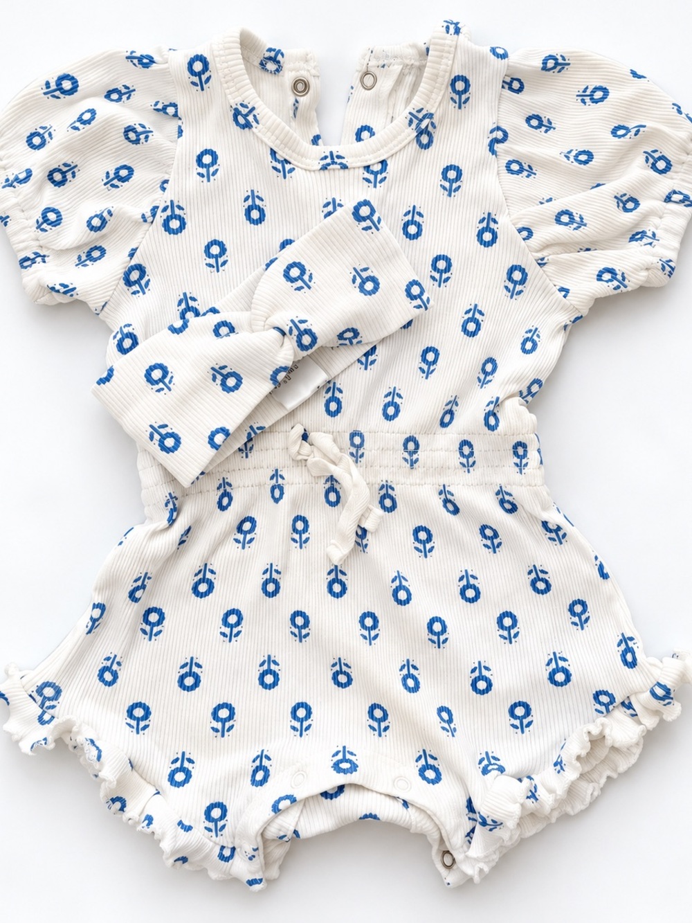 RZ by Rachel Zoe Baby Girl Romper & Headband Set 12M Blue Floral